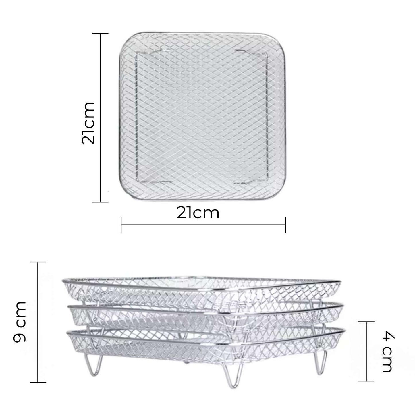 Genussgitter (3 Stück) + 2 Zangen & Kochbuch für Airfryer
