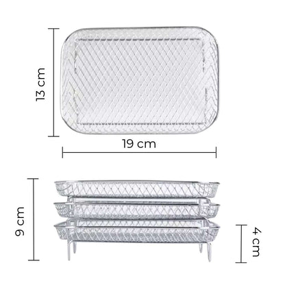Genussgitter (3 Stück) + 2 Zangen & Kochbuch für Airfryer